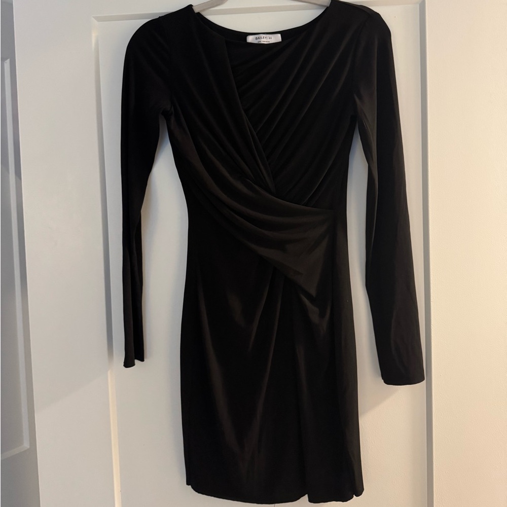 Bailey 44 Black Draped Long Sleeve Dress
